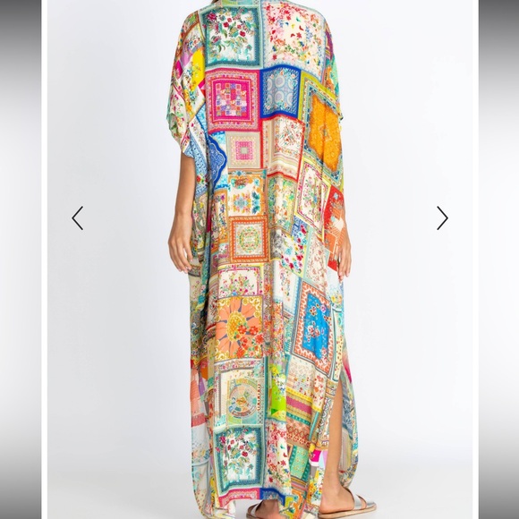 JOHNNY WAS LACE UP MAXI KAFTAN DRESS - Picture 3 of 5